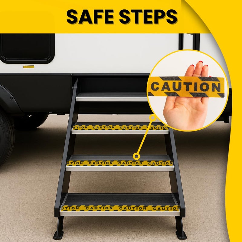 Slip No More! ! Grip Tape - Heavy Duty Caution Tape - 2in x 30ft. Waterproof, Non Skid Tape for Stairs & Ramps. Black & Yellow Caution Floor Tape for Indoors/Outdoors. Friction Tape Covers 10 Stairs. - Image 5